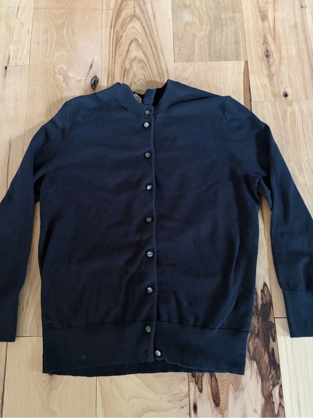 J. Crew Black Button-Up Crewneck Cardigan